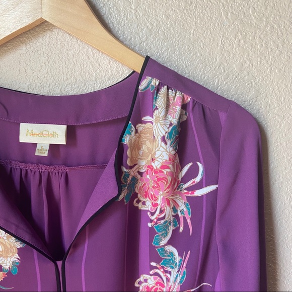 ModCloth Co-Host Long Sleeve Top Purple Floral - Picture 6 of 9